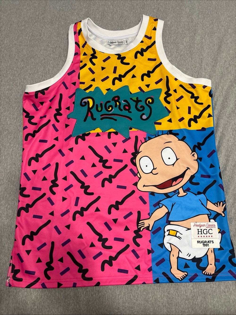 Rugrats Tommy Pickle Colorblock Tank Jersey - Pink/Yellow/Blue